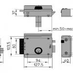 Serrure electrique VIRO V8992 V97 GAUCHE 12 volts CA, réglable de 50 a 80 mm