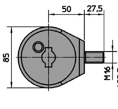 Dimensions et schema du Sabot demi bille  Viro 4221 serrure antivol pour rideaux metallique et porte de garage