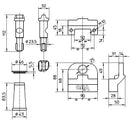dimensions et schéma du Porte cadenas viro 696 pour la securisation des rideaux metallaques et porte de garage sectionnelle