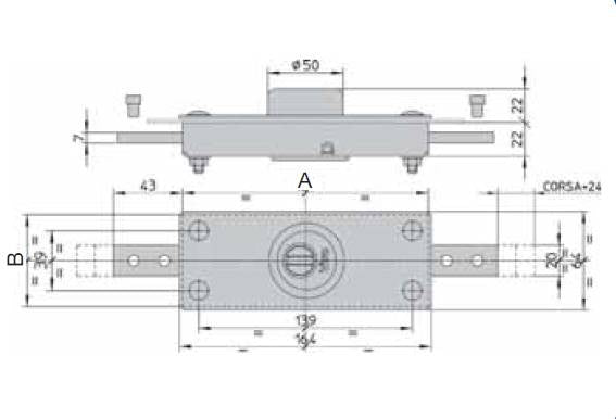 dimensions et schéma de la Serrure VIRO 8271 pour rideau metallique et porte acier