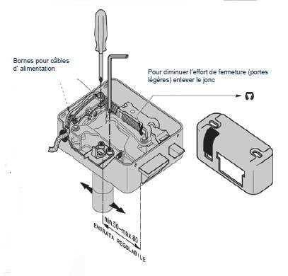 Serrure electrique VIRO V8972 V97 GAUCHE avec bouton 12 volts CA, réglable de 50 a 80 mm